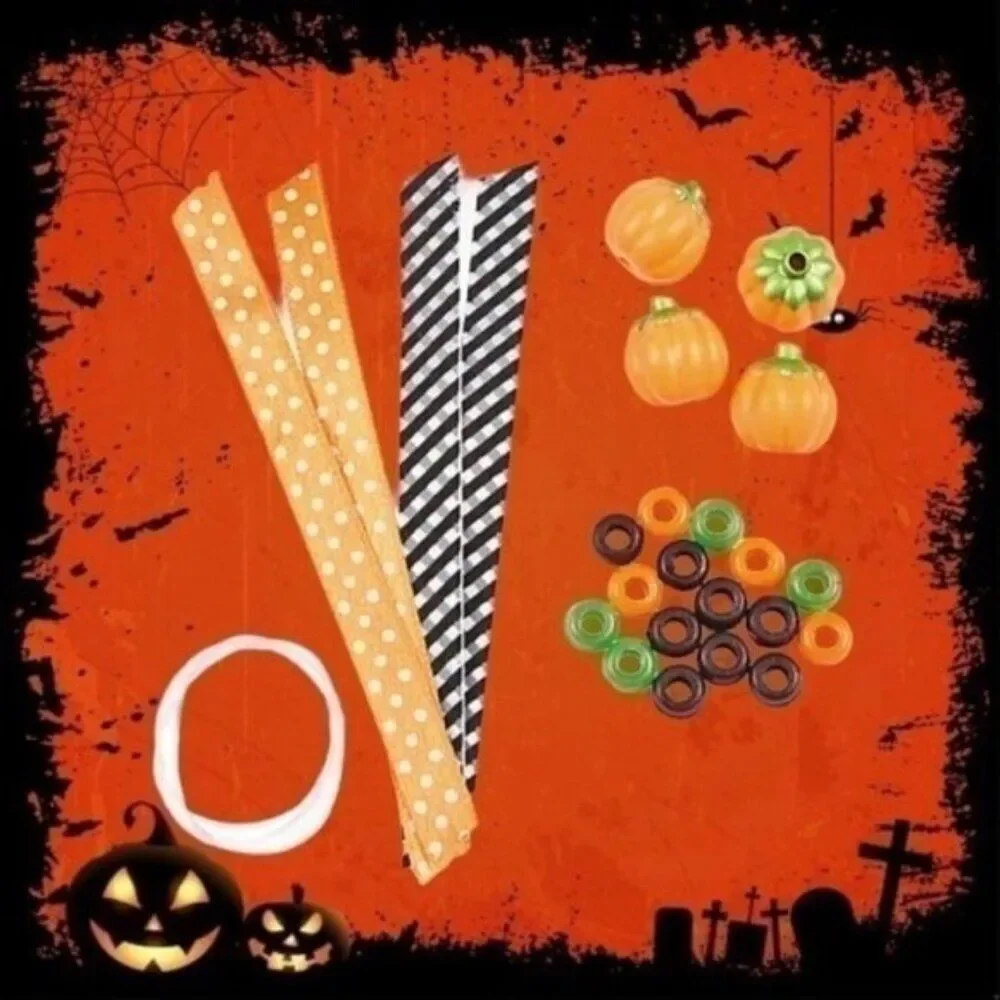 Halloween Cute Pumpkin Bracelet Craft Kits 11 Pk